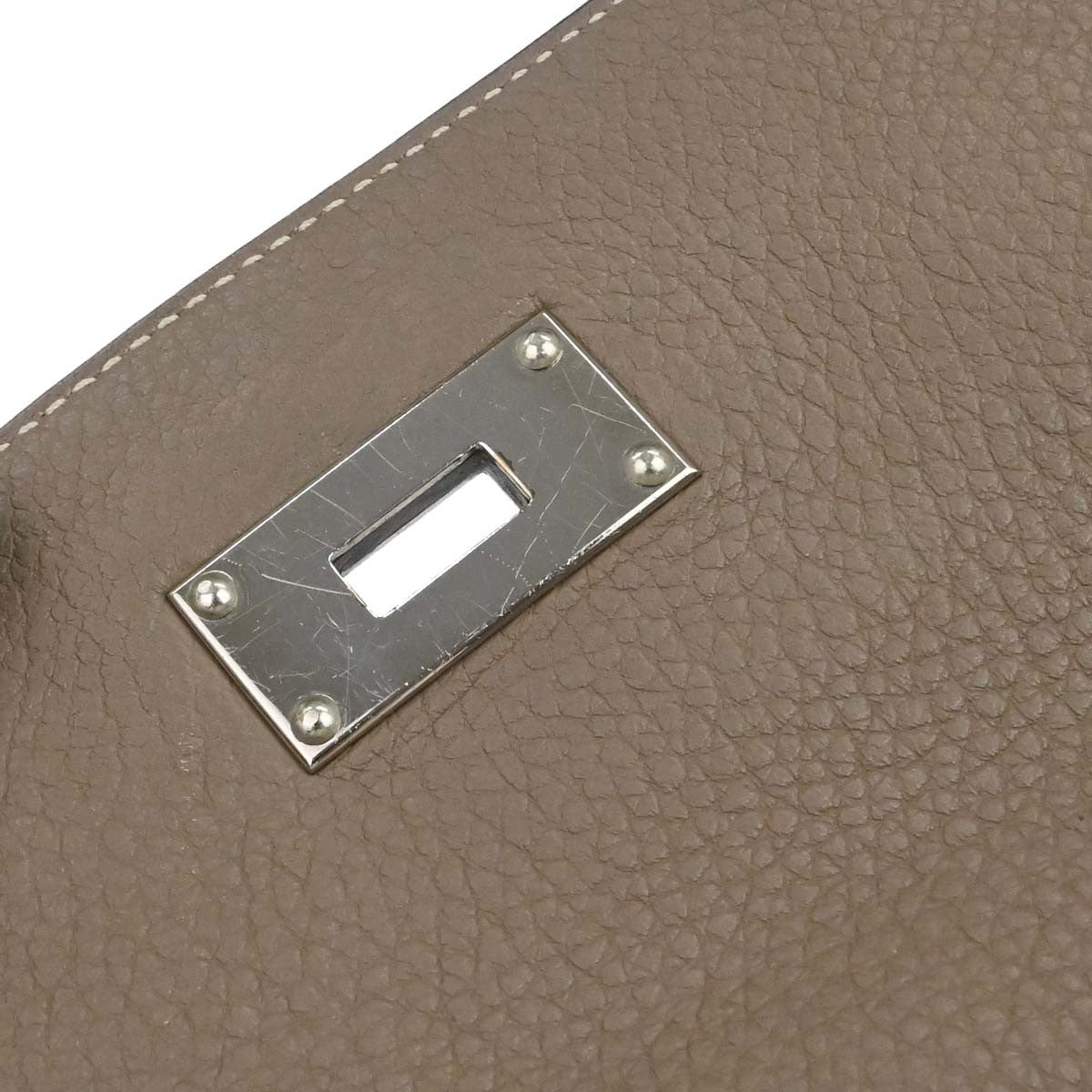 Hermes Shoulder Kelly Clemence Gray Leather Handbag (Pre-Owned)