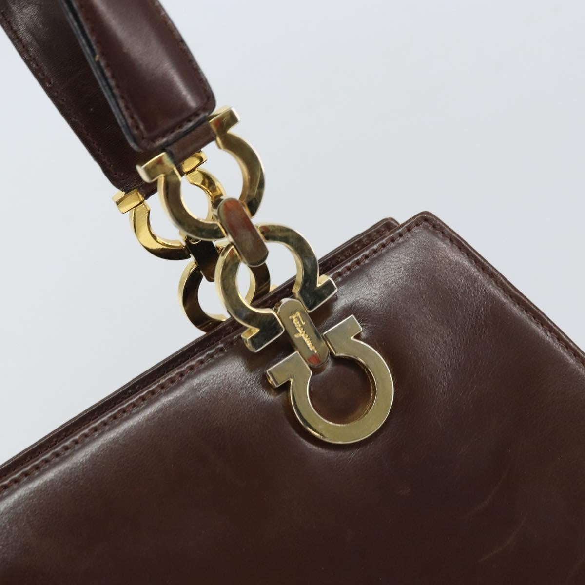 Salvatore Ferragamo Gancini Leather Brown Leather Handbag (Pre-Owned)