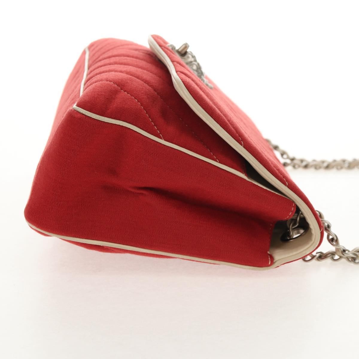 Chanel Leo Lion Flap Chevron Jersey Red Cotton Shoulder Bag Bag (Pre-Owned)