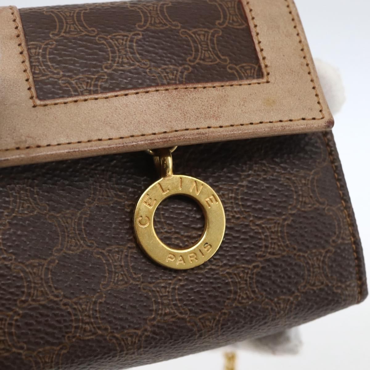 Celine Vintage Macadam Canvas And Leather Brown Canvas Shoulder Bag Bag (Pre-Owned)