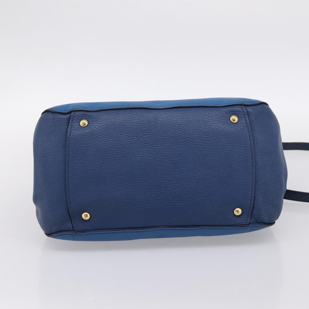 Miu Miu Madras Bowler Leather Blue Leather Handbag (Pre-Owned)
