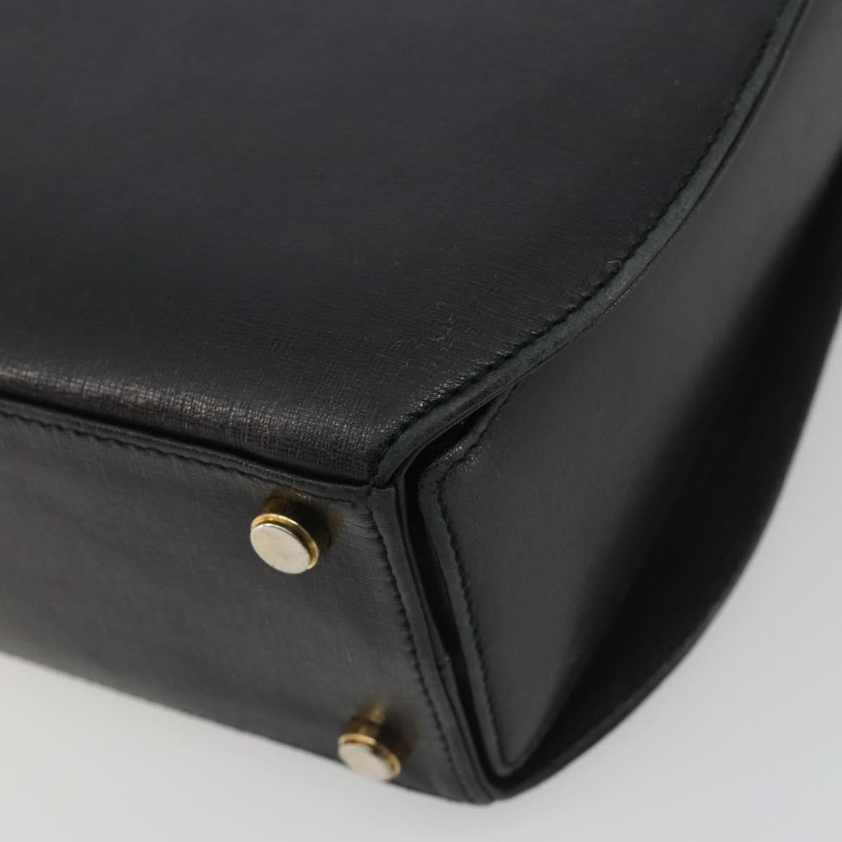 Salvatore Ferragamo Gancini Leather Black Leather Handbag (Pre-Owned)