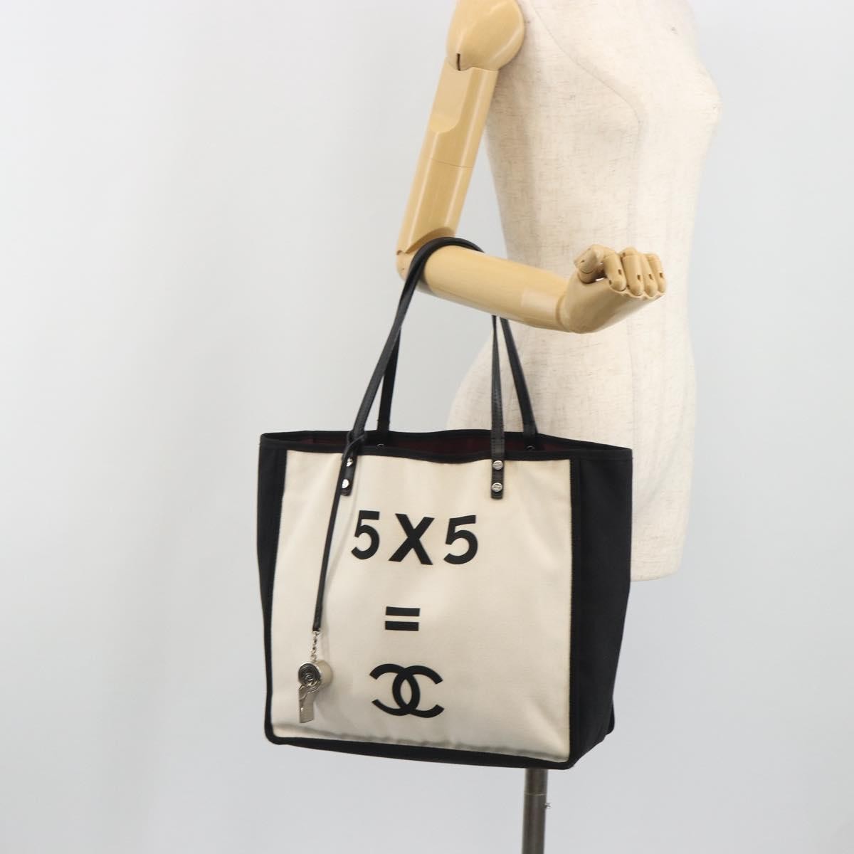 Chanel Let's Demonstrate Canvas Beige Canvas Tote Bag Bag (Pre-Owned)