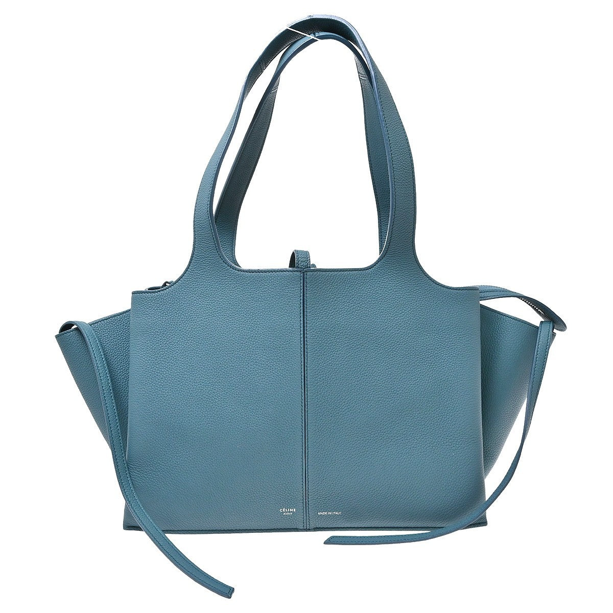 Celine Tri-Fold Grained Calfskin Blue Leather Shoulder Bag Bag (Pre-Owned)