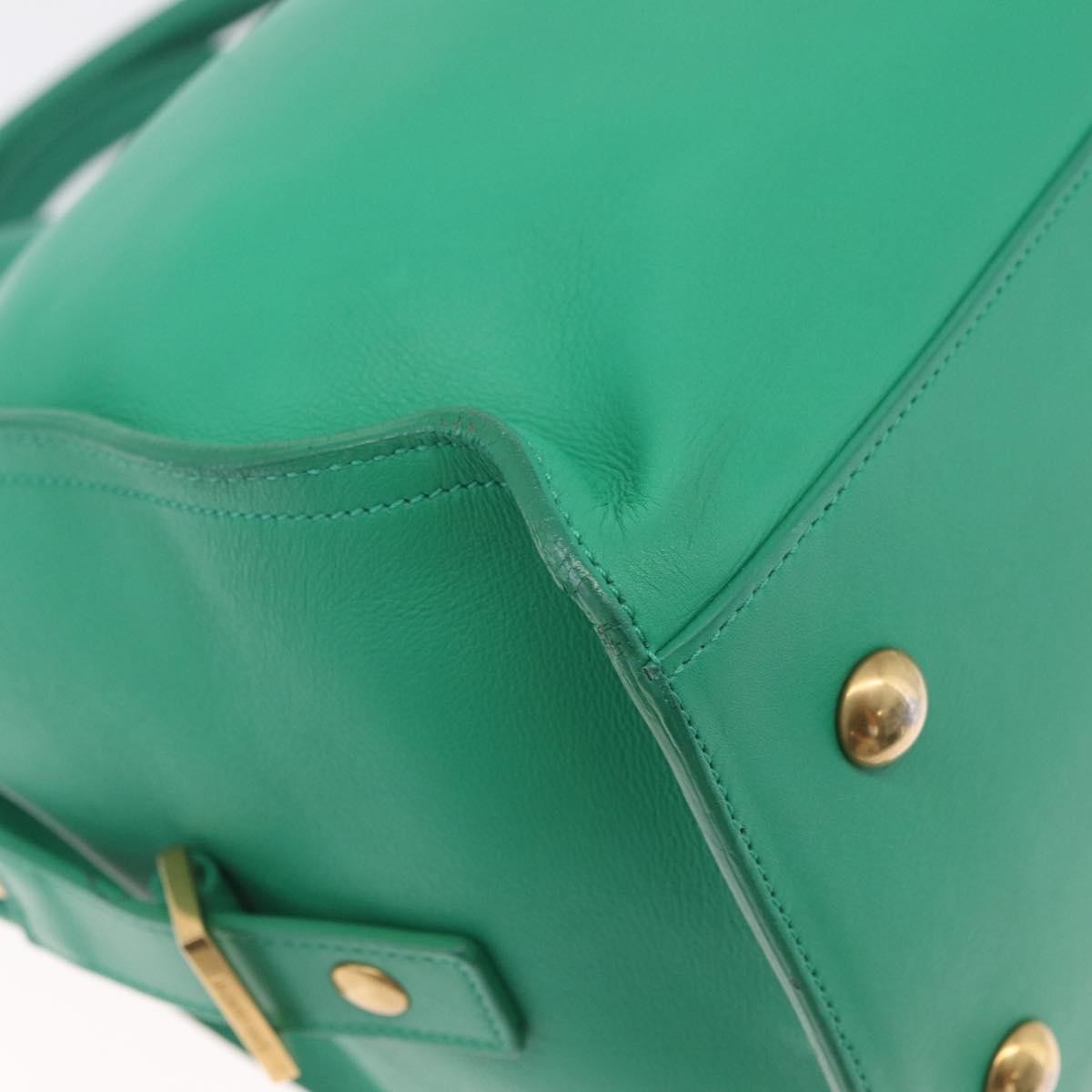 Saint Laurent Classic Y Cabas Leather Green Leather Tote Bag Bag (Pre-Owned)