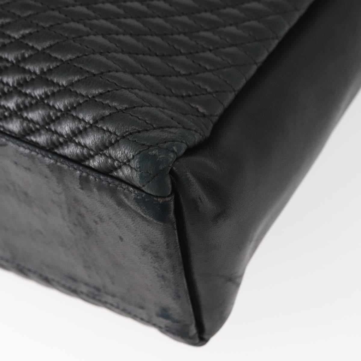Bally Vintage Quilted Leather Black Leather Tote Bag Bag (Pre-Owned)