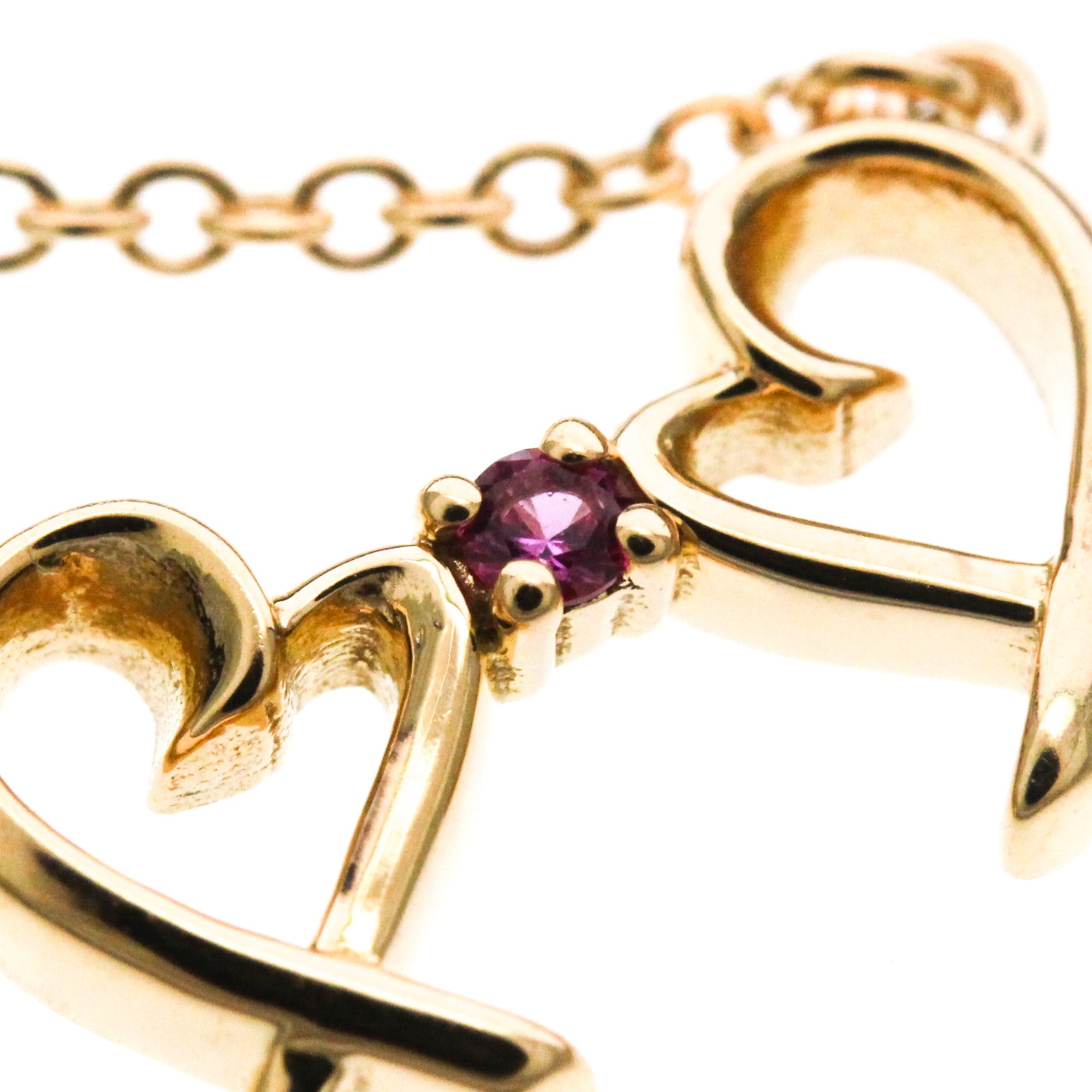 Tiffany & Co. Double Loving Heart Pendant 18K Rose Gold With Pink Sapphire Gold Pink_Gold Necklace Jewelry (Pre-Owned)