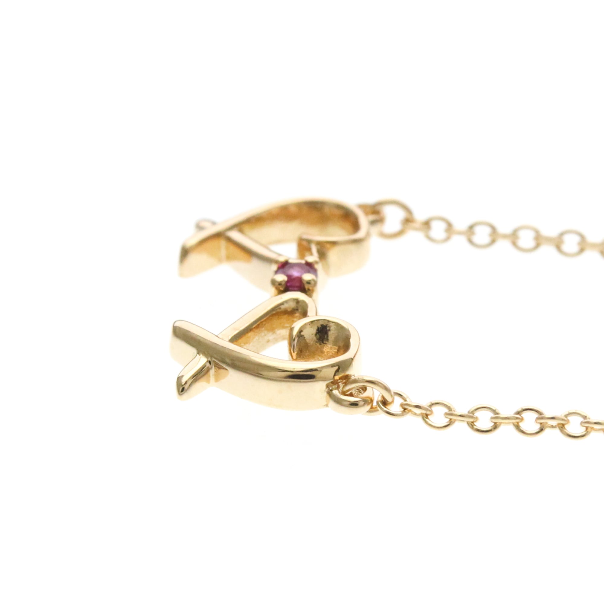 Tiffany & Co. Double Loving Heart Pendant 18K Rose Gold With Pink Sapphire Gold Pink_Gold Necklace Jewelry (Pre-Owned)