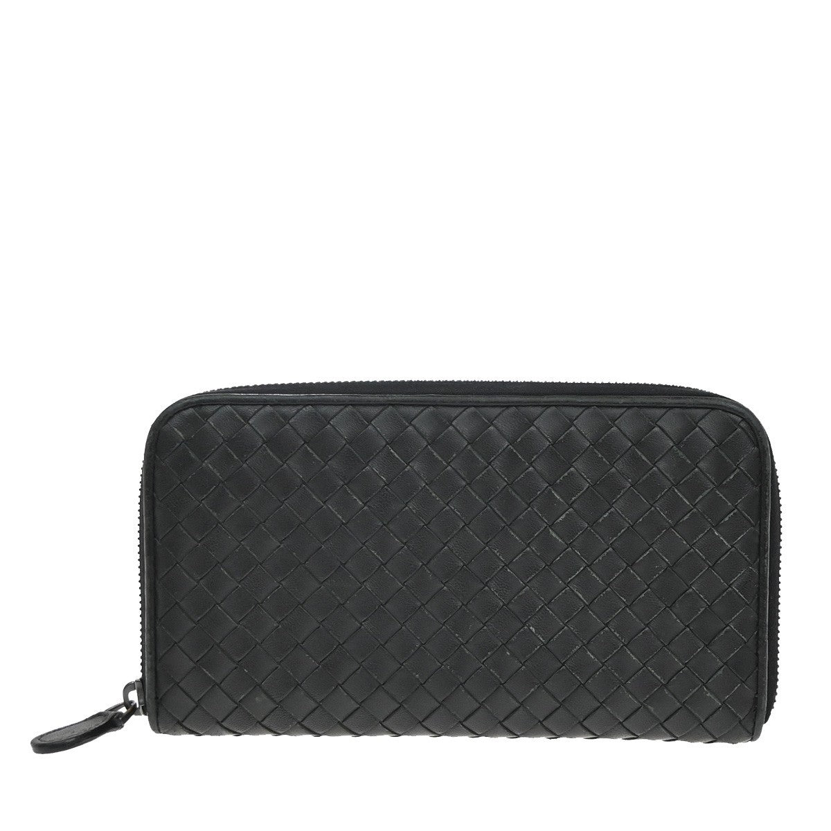 Bottega Veneta Intrecciato Long Zip Leather Black Leather Wallets Accessory (Pre-Owned)