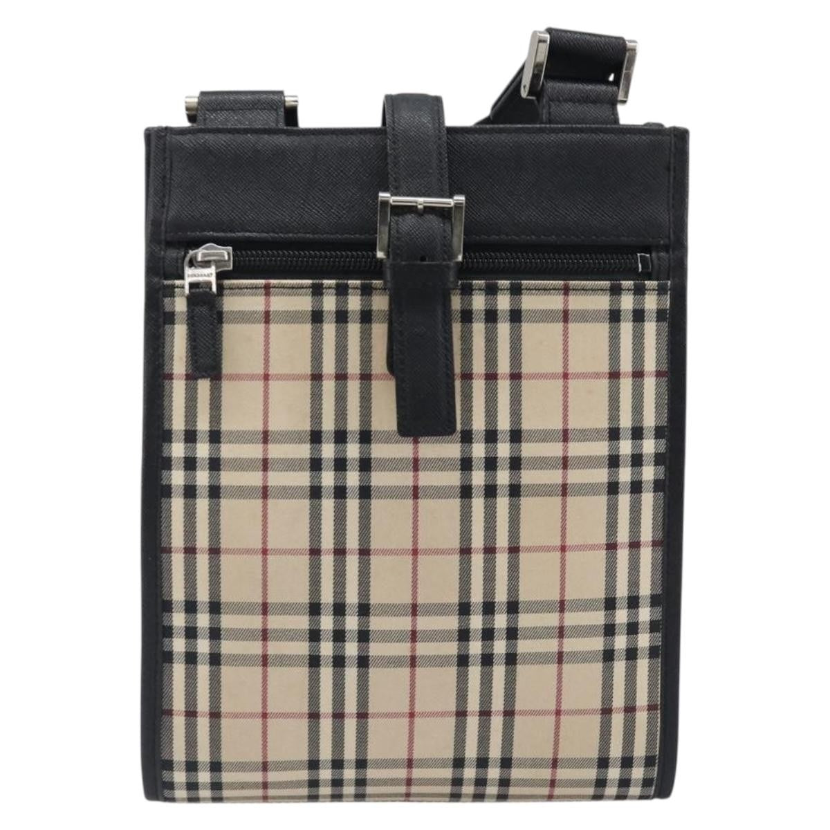 Burberry Nova Check Shoulder Bag Canvas Beige Canvas Shoulder Bag Bag (Pre-Owned)