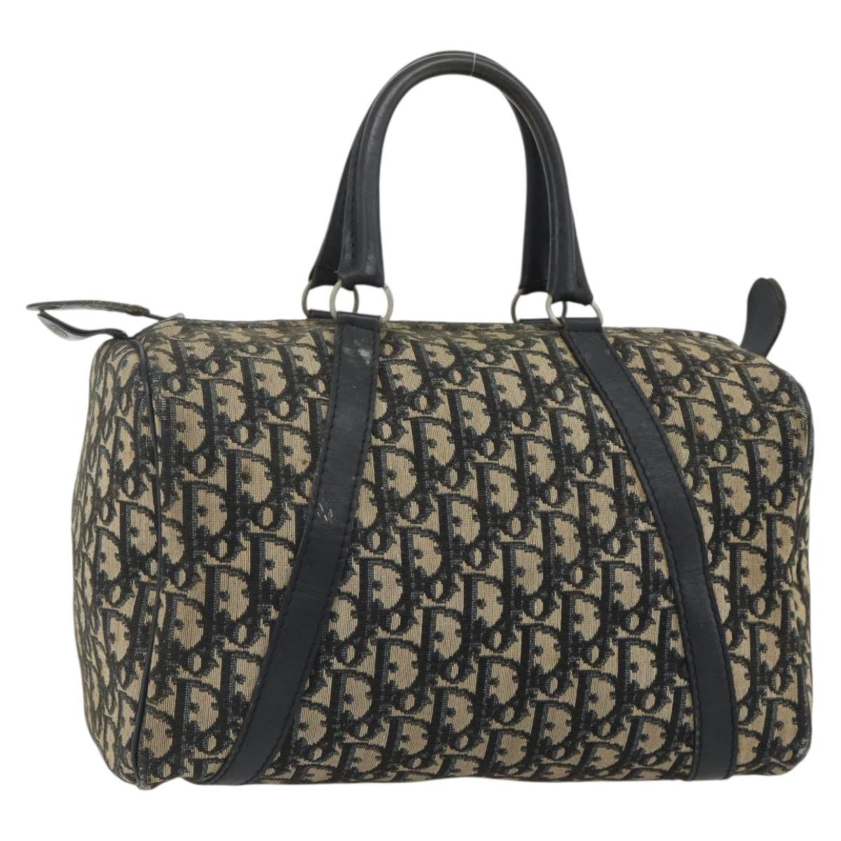 Christian Dior Vintage Trotter Boston Diorissimo Canvas Navy Canvas Handbag (Pre-Owned)