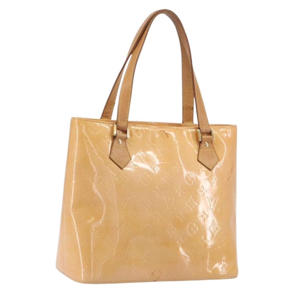 Louis Vuitton Houston Monogram Vernis Beige Patent_Leather Handbag (Pre-Owned)