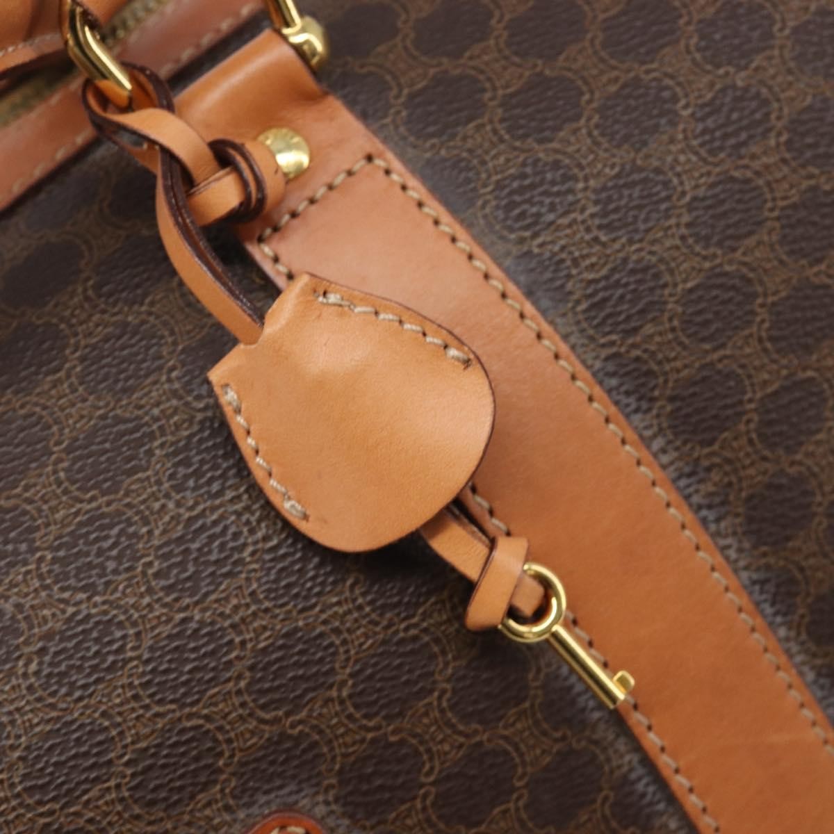 Celine Vintage Duffle Macadam Coated Canvas Brown Canvas Handbag (Pre-Owned)