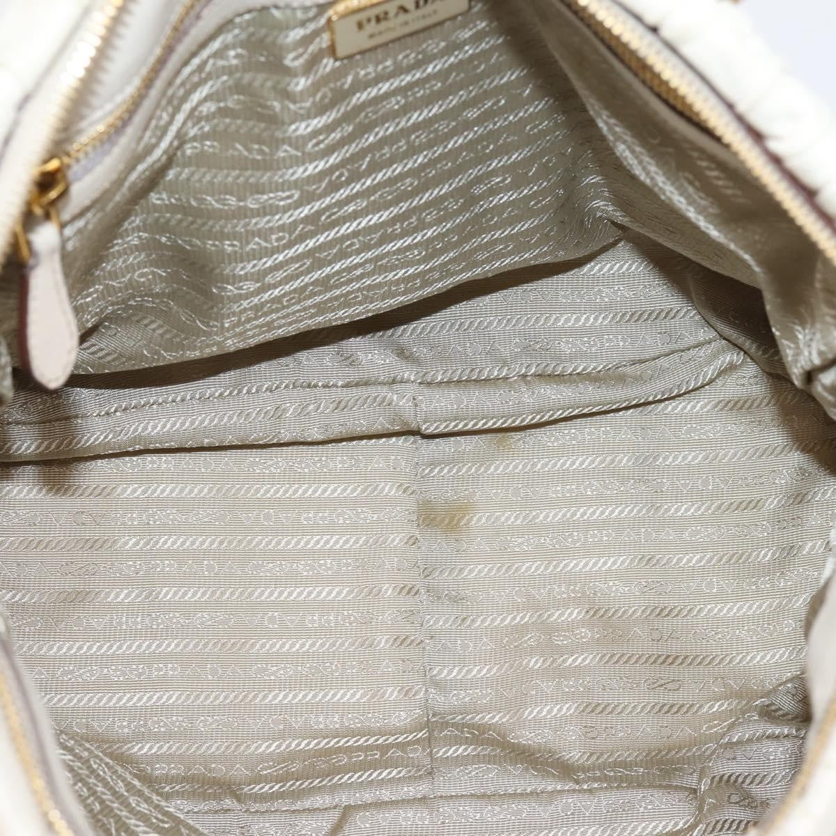 Prada Gaufre Convertible Satchel Nappa Leather Beige Leather Handbag (Pre-Owned)