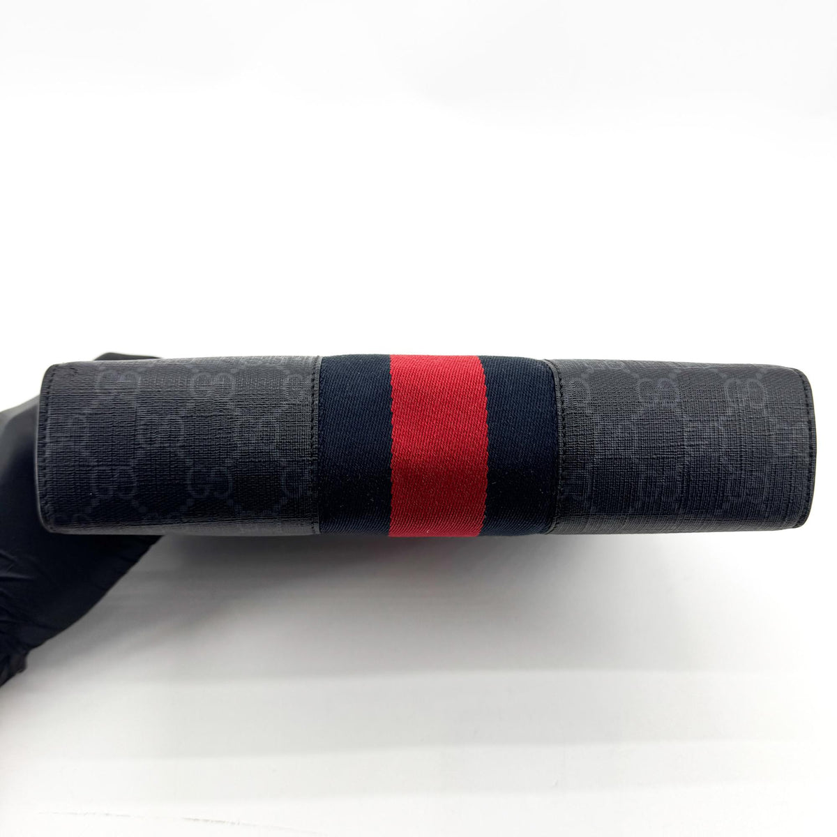 Gucci Web Zip Pouch Gg Coated Canvas Black Canvas Clutche & Pouche Bag (Pre-Owned)