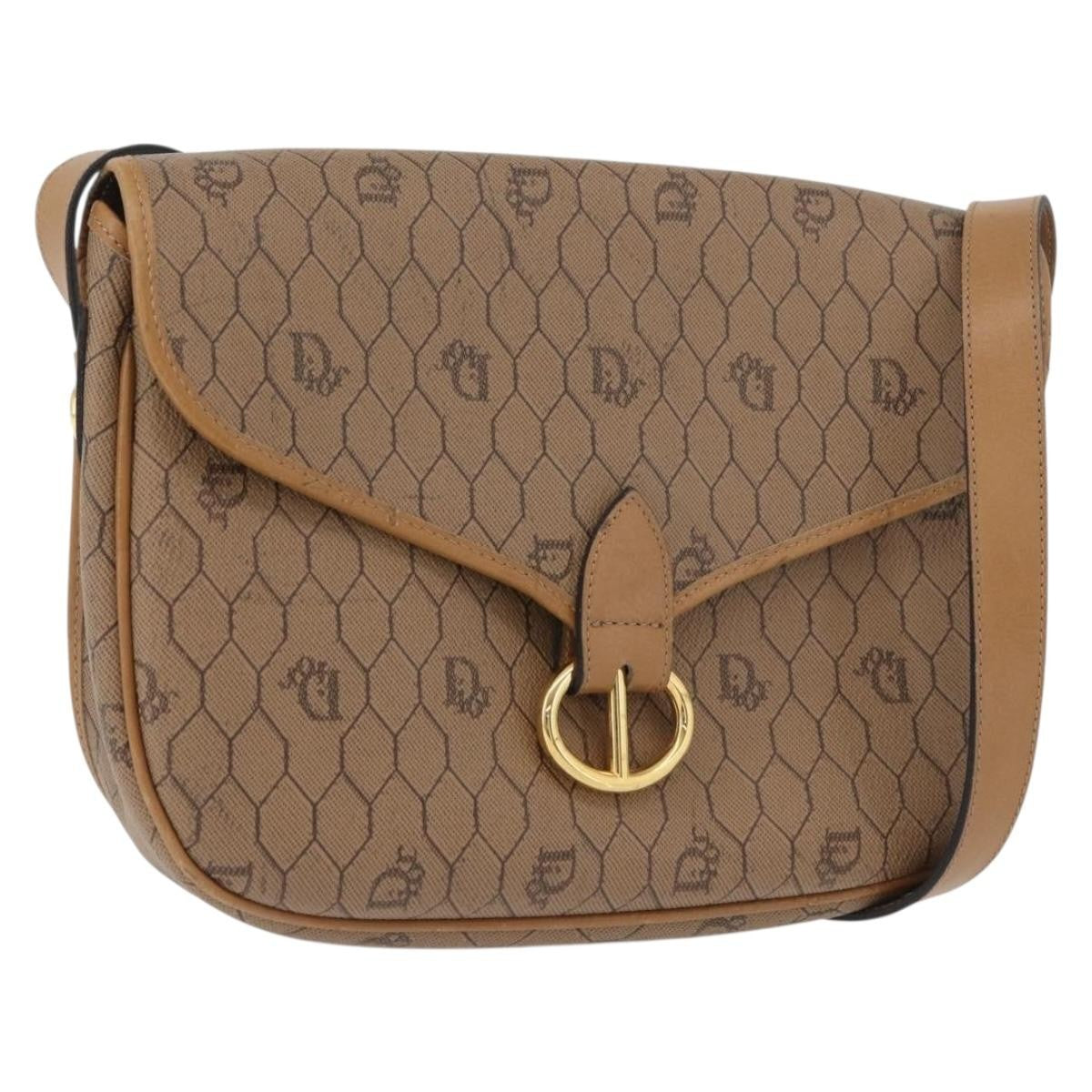 Christian Dior Vintage Honeycomb Canvas And Leather Beige Canvas Shoulder Bag Bag (Pre-Owned)