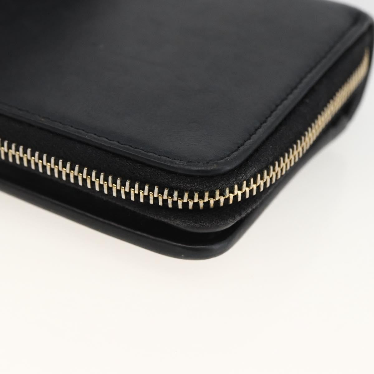 Saint Laurent Classic Monogram Ysl Line Zip Around Leather Black Leather Wallets Accessory (Pre-Owned)