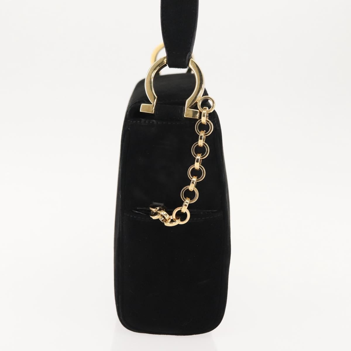 Salvatore Ferragamo Gancini Suede Black Suede Shoulder Bag Bag (Pre-Owned)