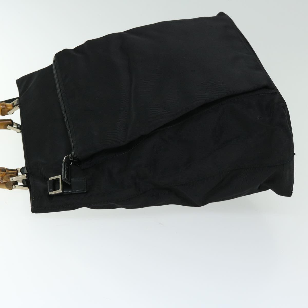 Gucci Vintage Bamboo Handle Nylon Black Nylon Tote Bag Bag (Pre-Owned)