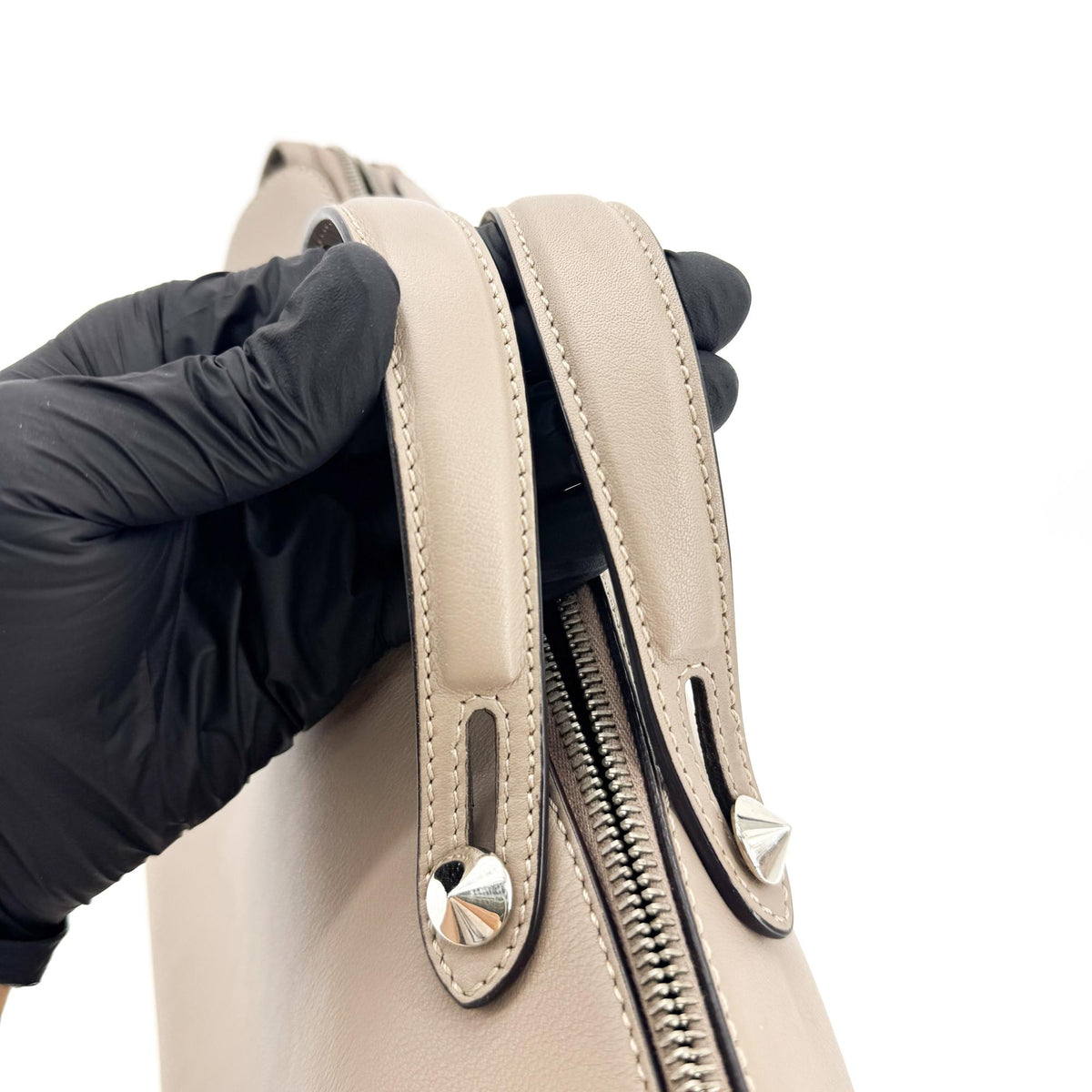 Fendi By The Way Satchel Calfskin Beige Leather Handbag (Pre-Owned)