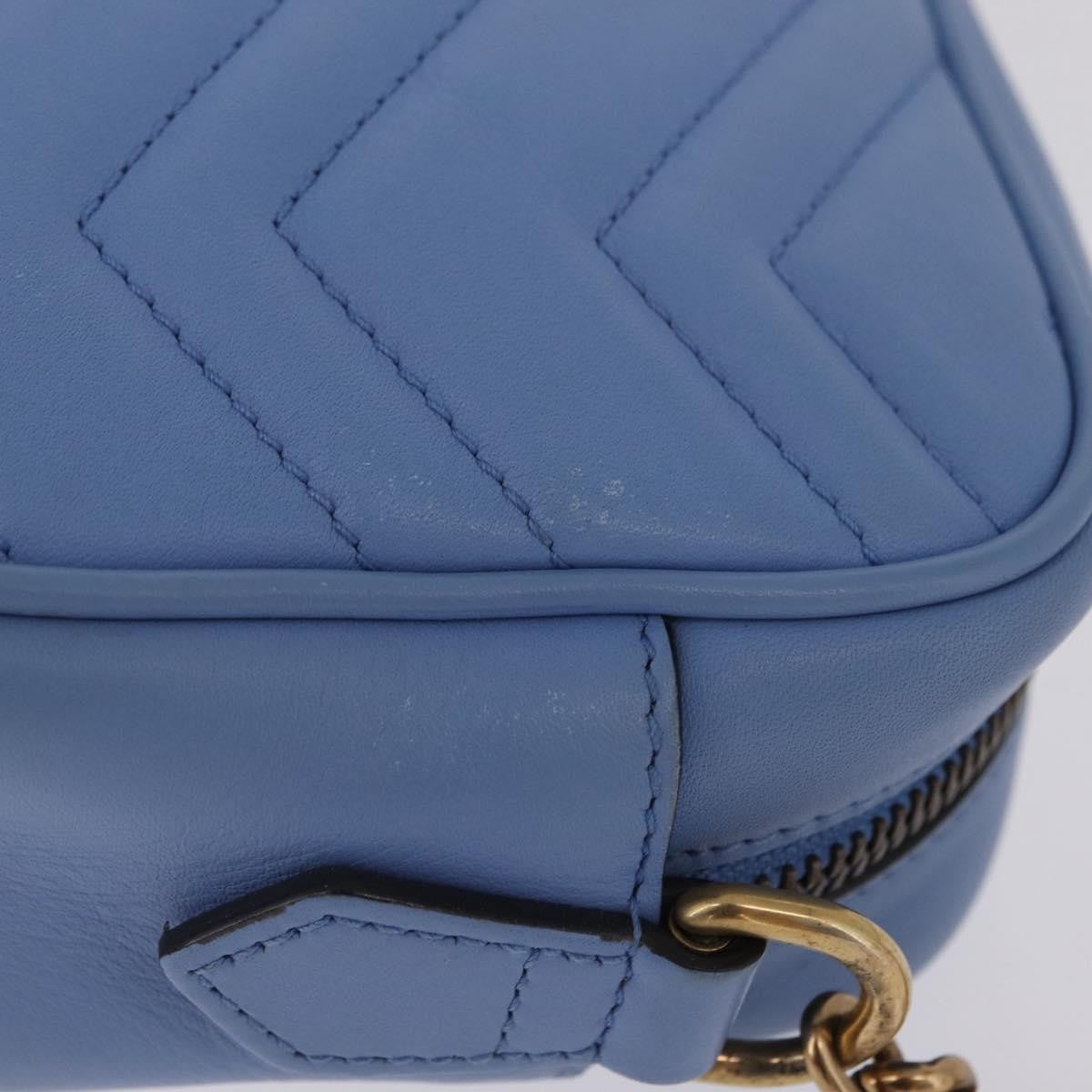 Gucci Gg Marmont Matelasse Patent Blue Leather Shoulder Bag Bag (Pre-Owned)