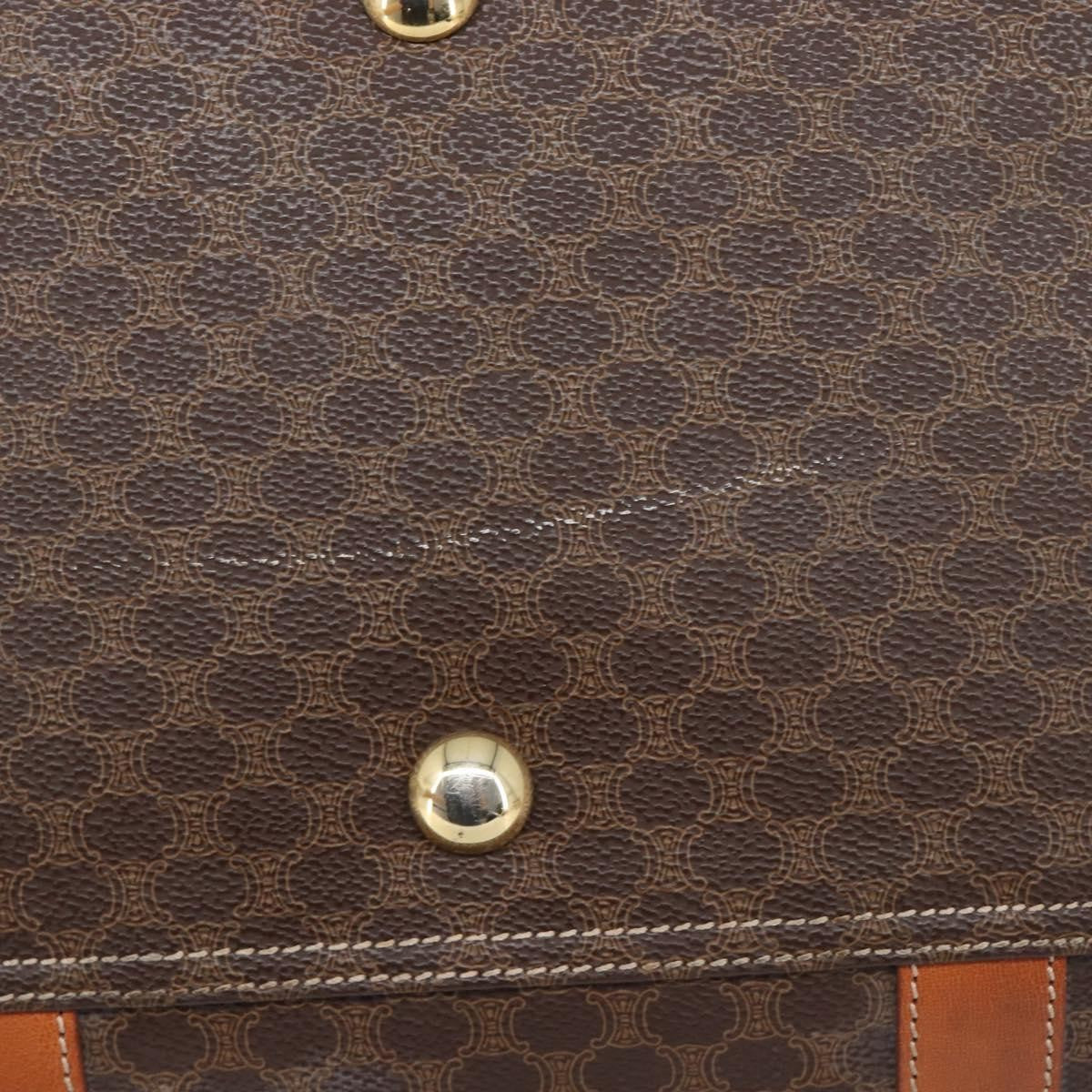 Celine Boston Triomphe Coated Canvas Brown Canvas Handbag (Pre-Owned)