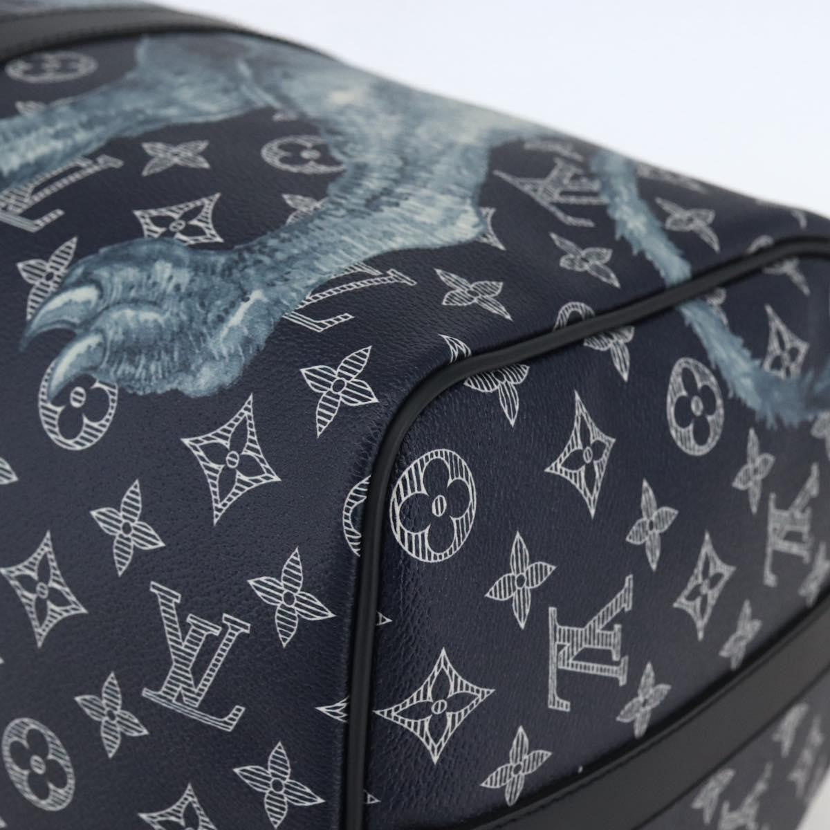 Louis Vuitton Keepall Bandouliere Limited Edition Chapman Savane Monogram Canvas Navy Canvas Travel Bag Bag (Pre-Owned)