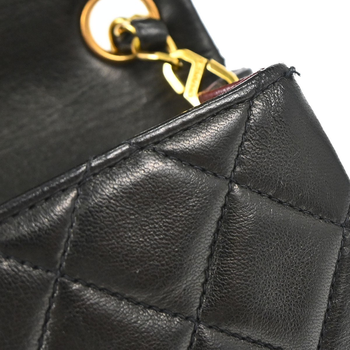 Chanel Vintage Square Classic Single Flap Quilted Lambskin Black Leather Shoulder Bag Bag (Pre-Owned)