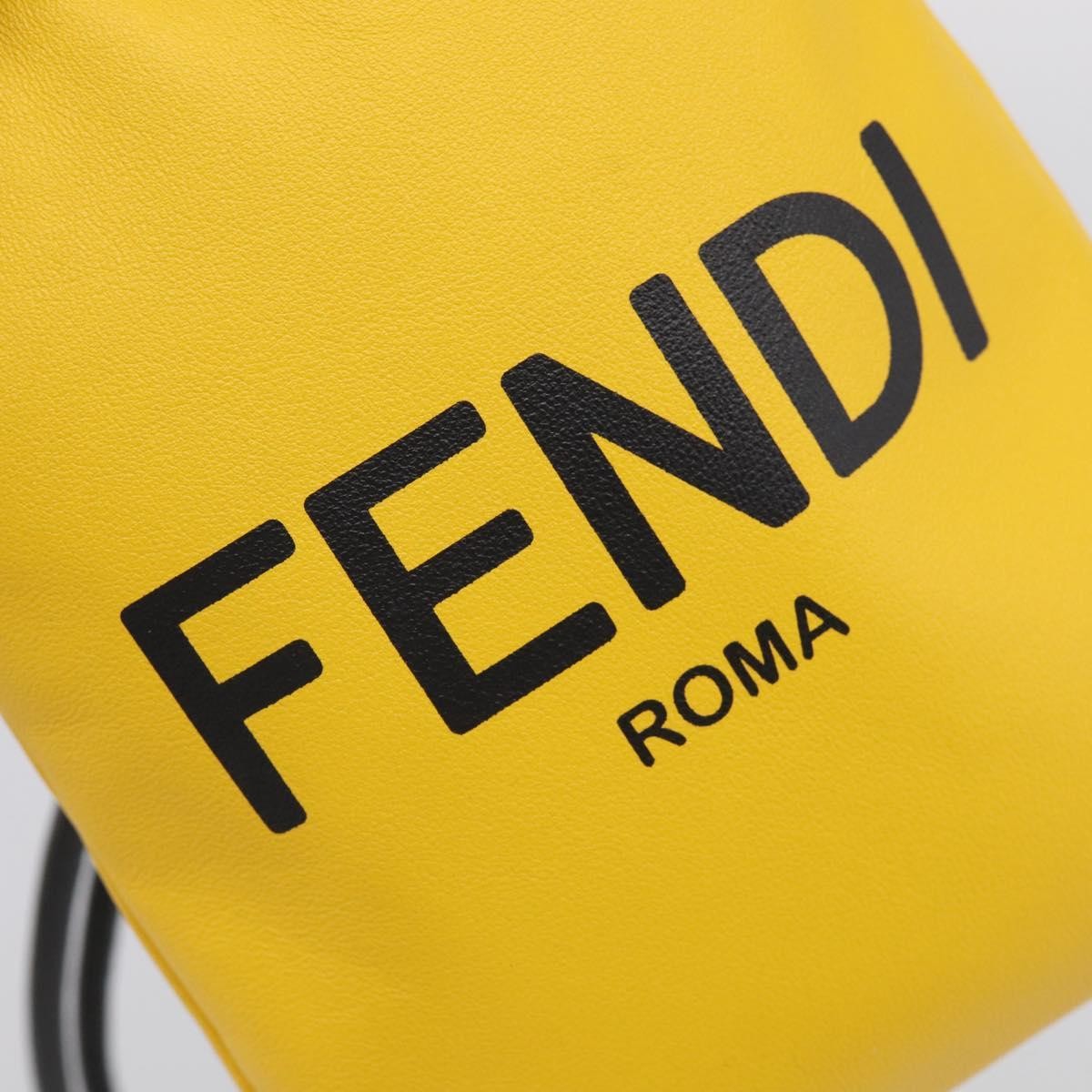 Fendi Logo Drawstring Leather Yellow Leather Handbag (Pre-Owned)