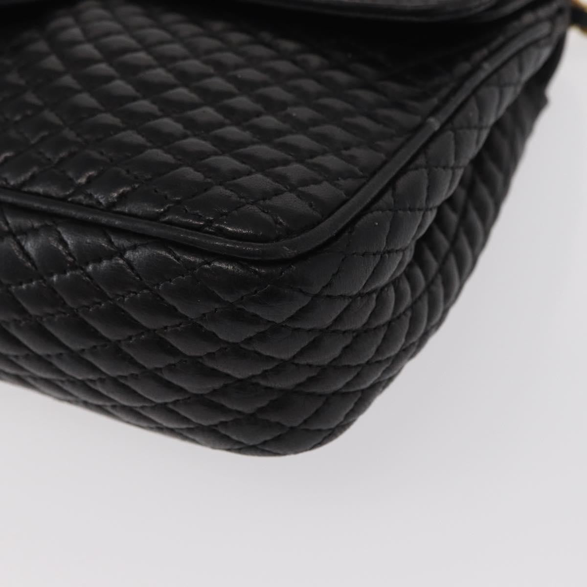 Bally Vintage Chain Quilted Leather Black Leather Shoulder Bag Bag (Pre-Owned)