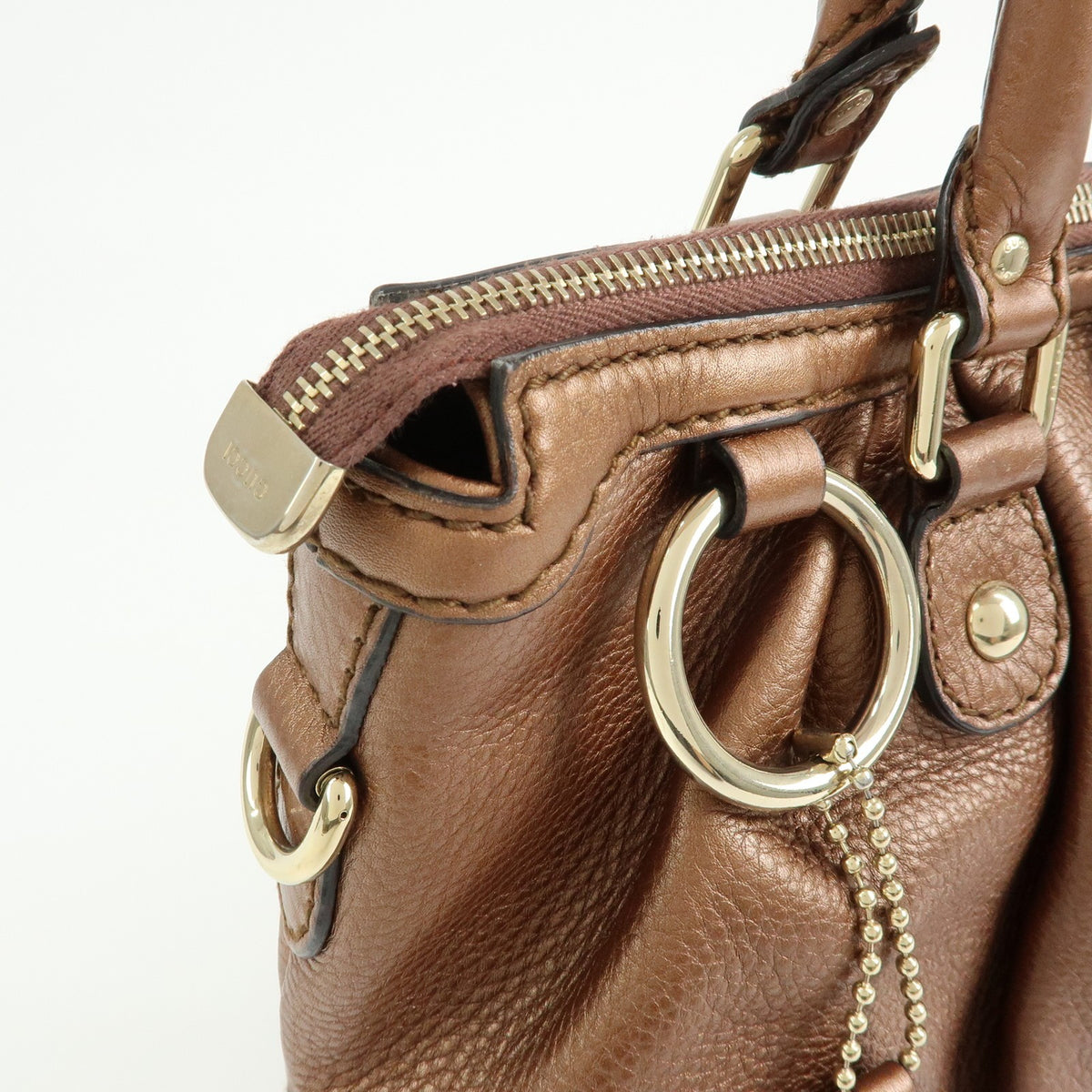 Gucci Sukey Top Handle Satchel Leather Brown Leather Handbag (Pre-Owned)