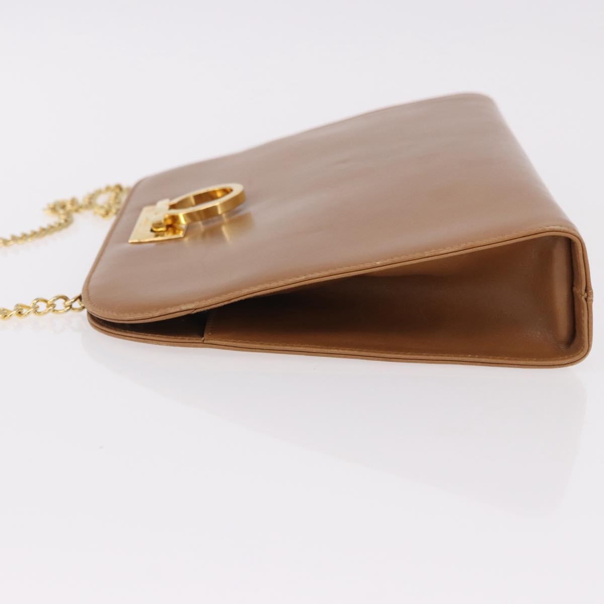 Salvatore Ferragamo Vintage Gancini Chain Leather Brown Leather Shoulder Bag Bag (Pre-Owned)