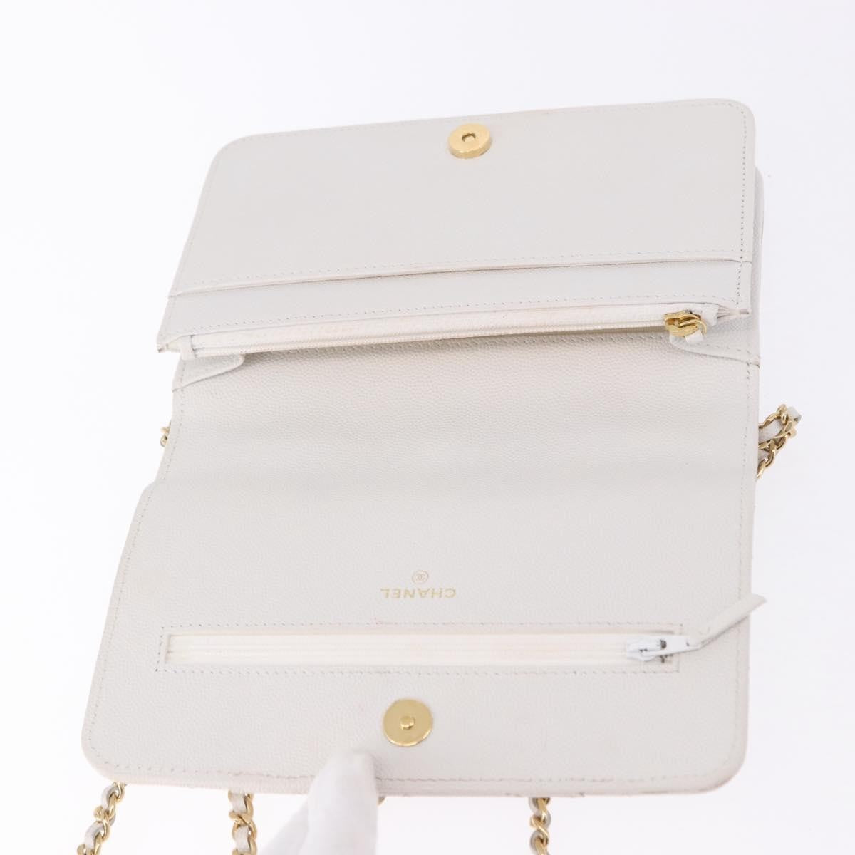 Chanel Pocket Twins Wallet On Chain Quilted Caviar White Leather Shoulder Bag Bag (Pre-Owned)