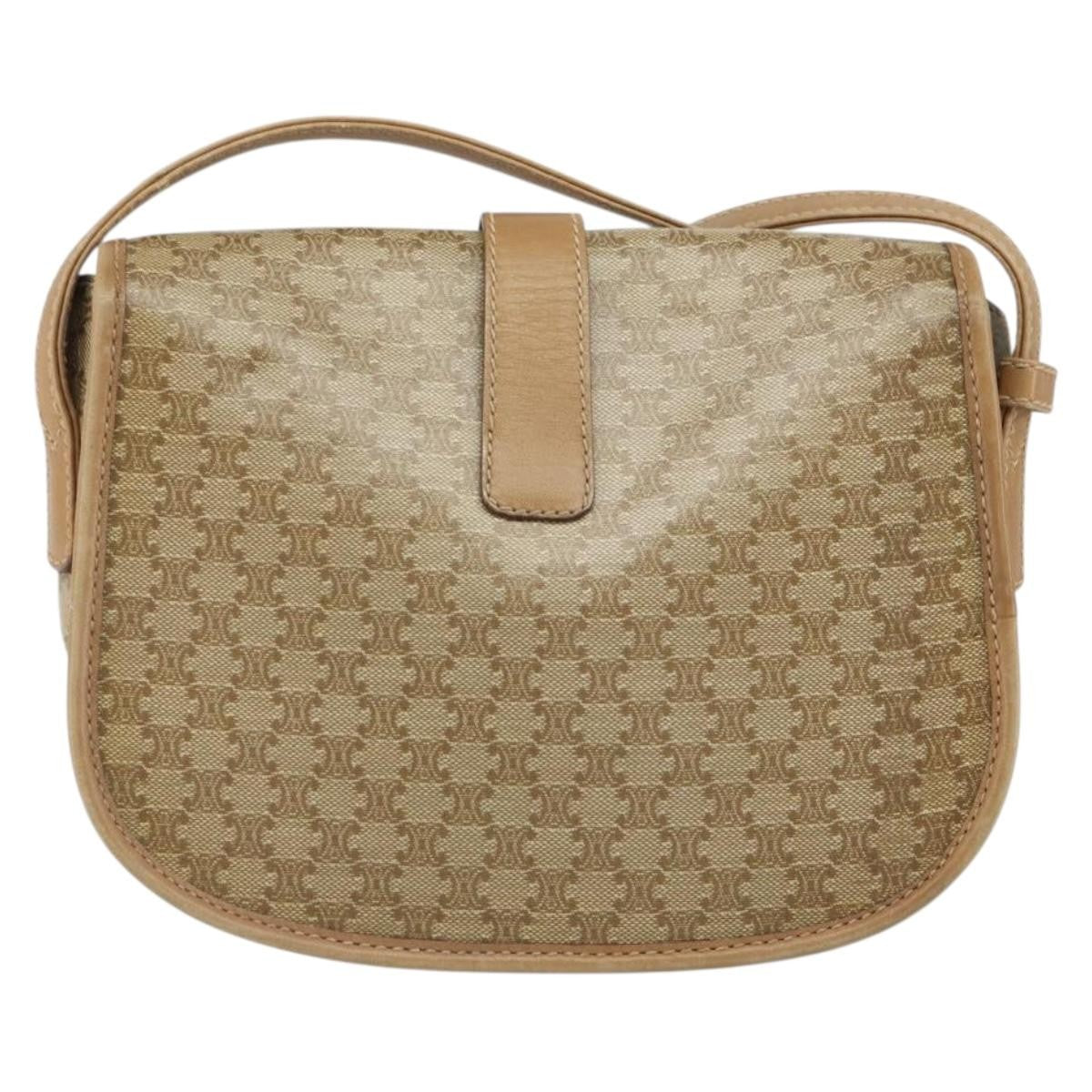 Celine Vintage Macadam Canvas Beige Canvas Shoulder Bag Bag (Pre-Owned)