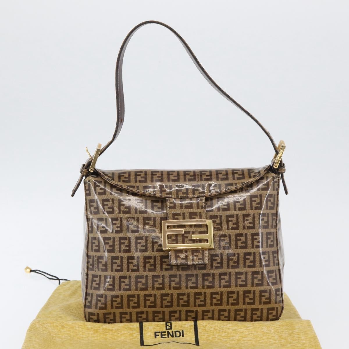 Fendi Mamma Baguette Zucchino Canvas Beige Canvas Shoulder Bag Bag (Pre-Owned)