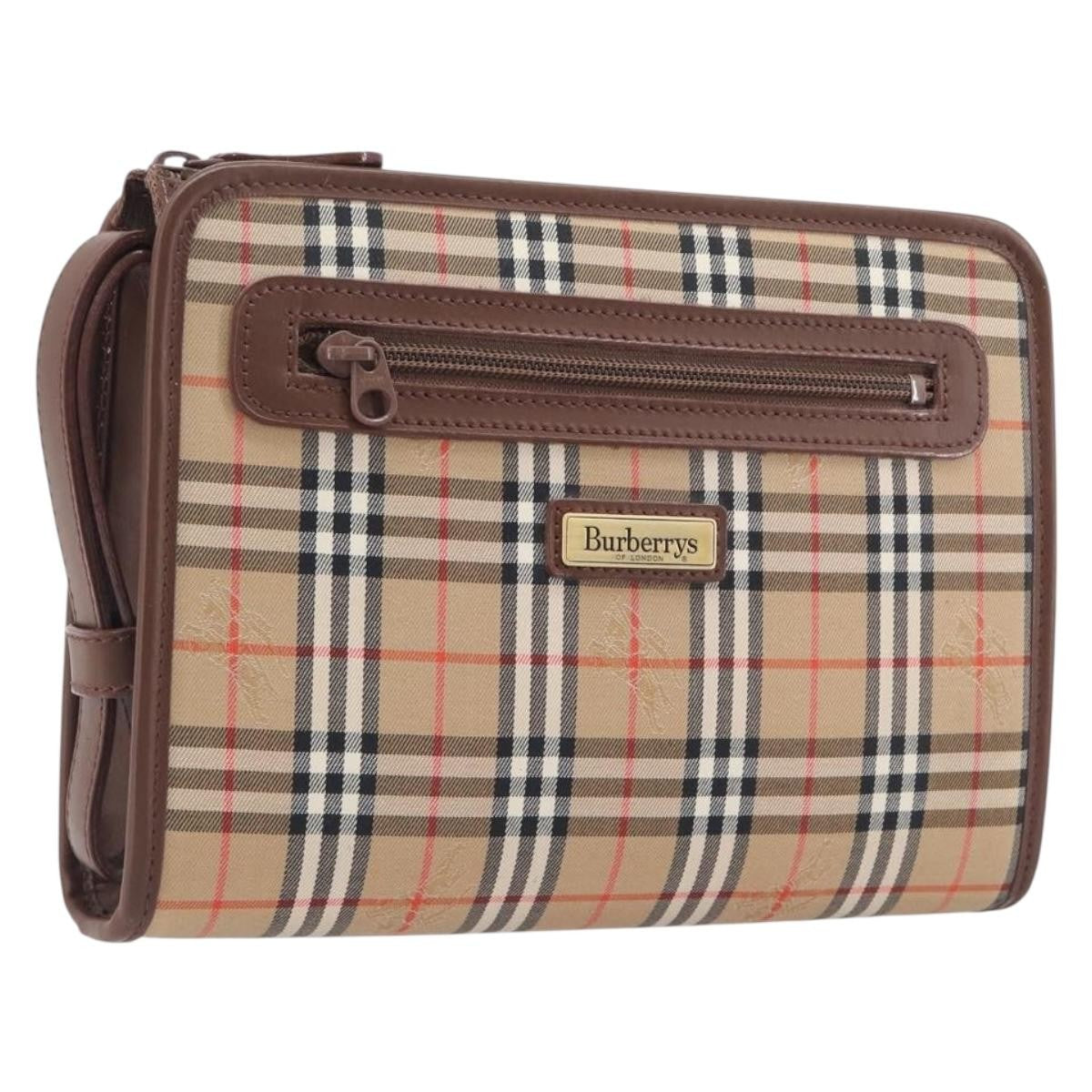 Burberry Nova Check Pochette Canvas Beige Canvas Clutche & Pouche Bag (Pre-Owned)