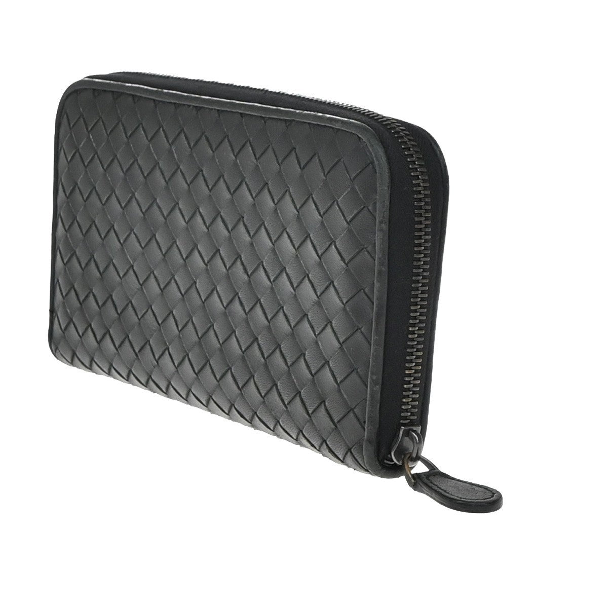Bottega Veneta Intrecciato Long Zip Leather Black Leather Wallets Accessory (Pre-Owned)