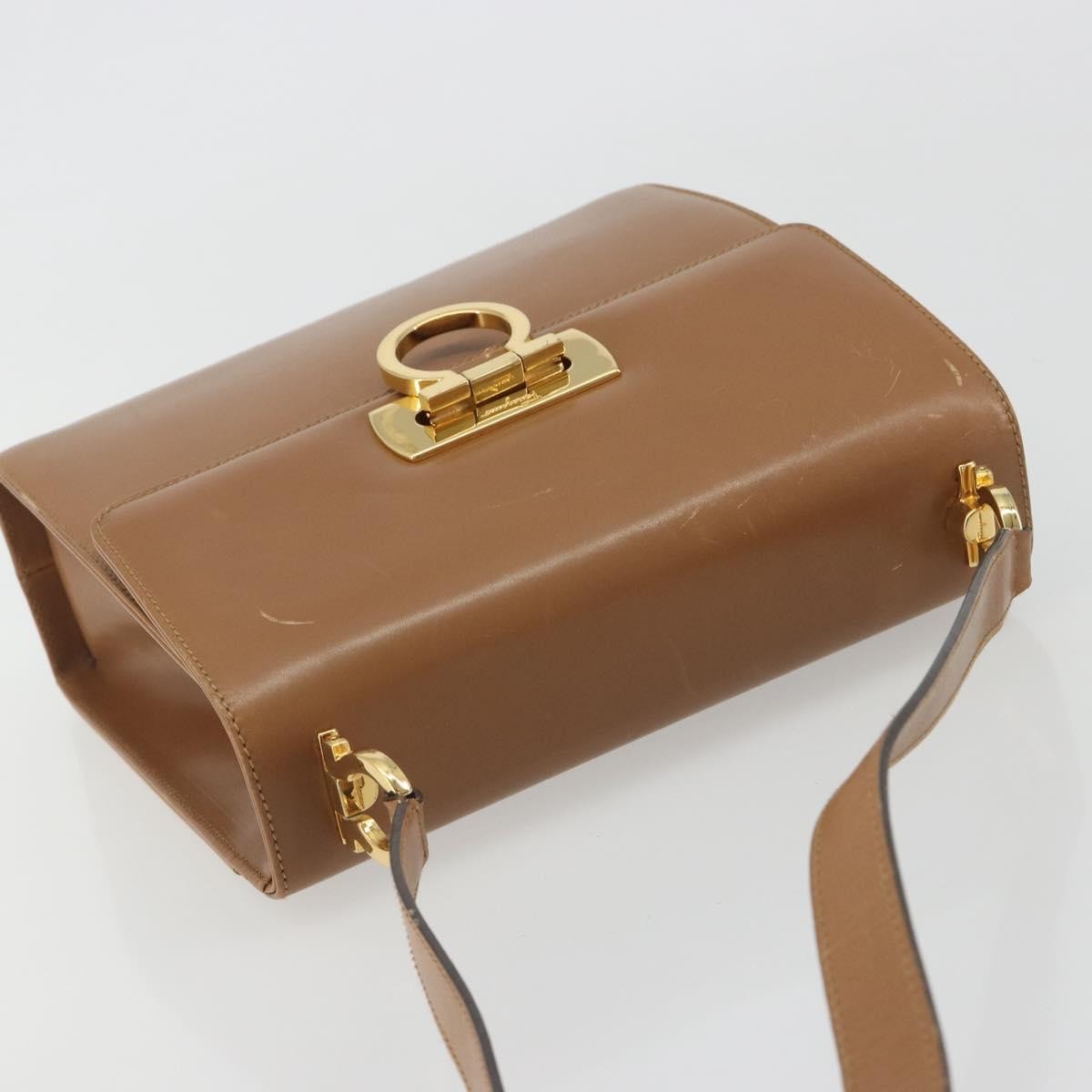 Salvatore Ferragamo Gancini Leather Brown Leather Shoulder Bag Bag (Pre-Owned)