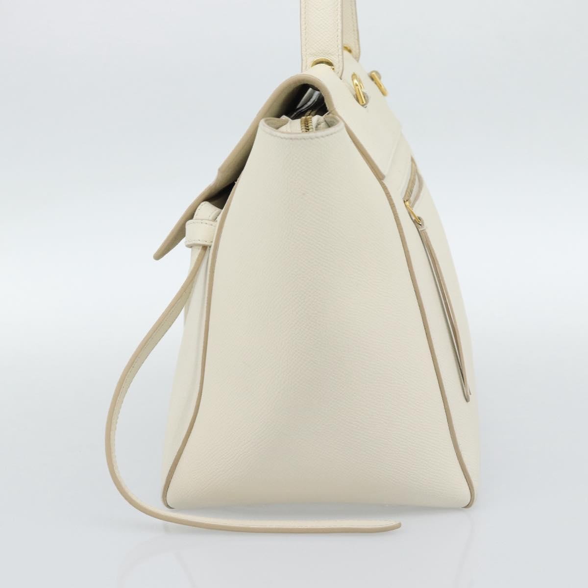 Celine Belt Textured Leather White Leather Handbag (Pre-Owned)
