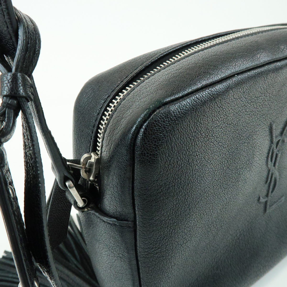 Saint Laurent Lou Camera Leather Black Leather Handbag (Pre-Owned)