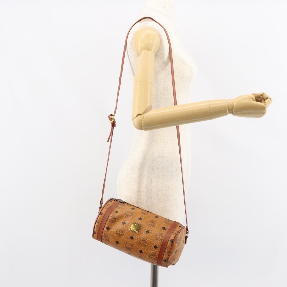 MCM Visetos Canvas And Leather Brown Canvas Shoulder Bag Bag (Pre-Owned)