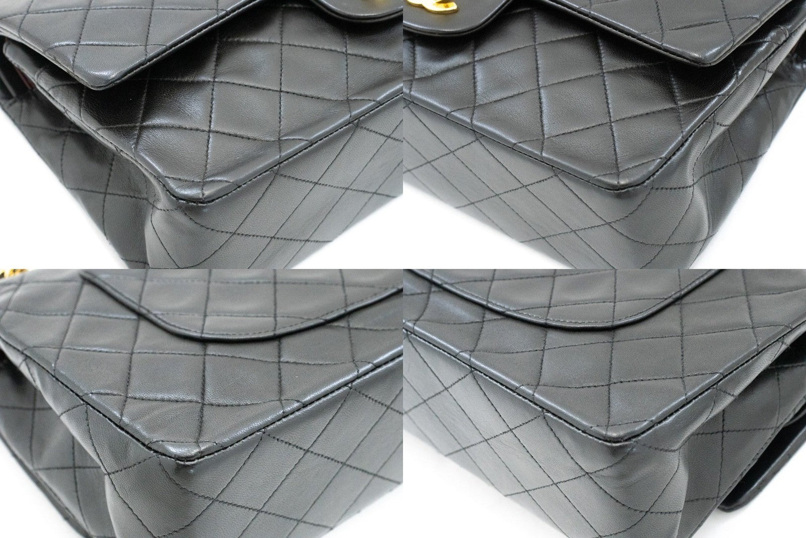 Chanel Classic Flap Lambskin Black Leather Crossbody Bag Bag (Pre-Owned)