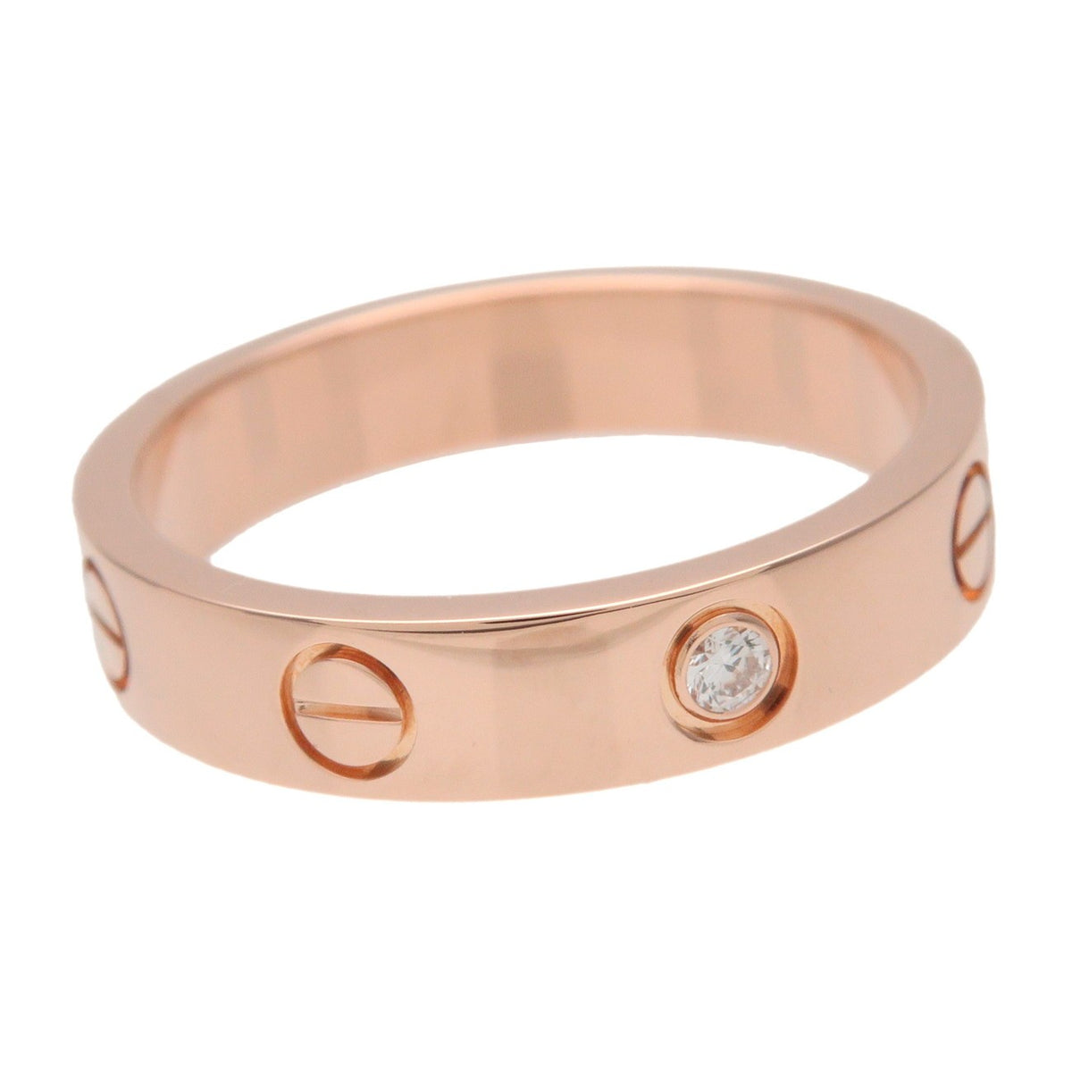 Cartier Love Wedding Band 1 Diamond 18K Rose Gold With Diamond Gold Rose_Gold Ring Jewelry (Pre-Owned)