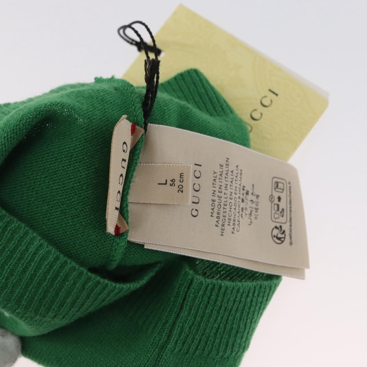 Gucci Beanie Alien Intarsia Green Canvas Head Accessory Accessory (Pre-Owned)
