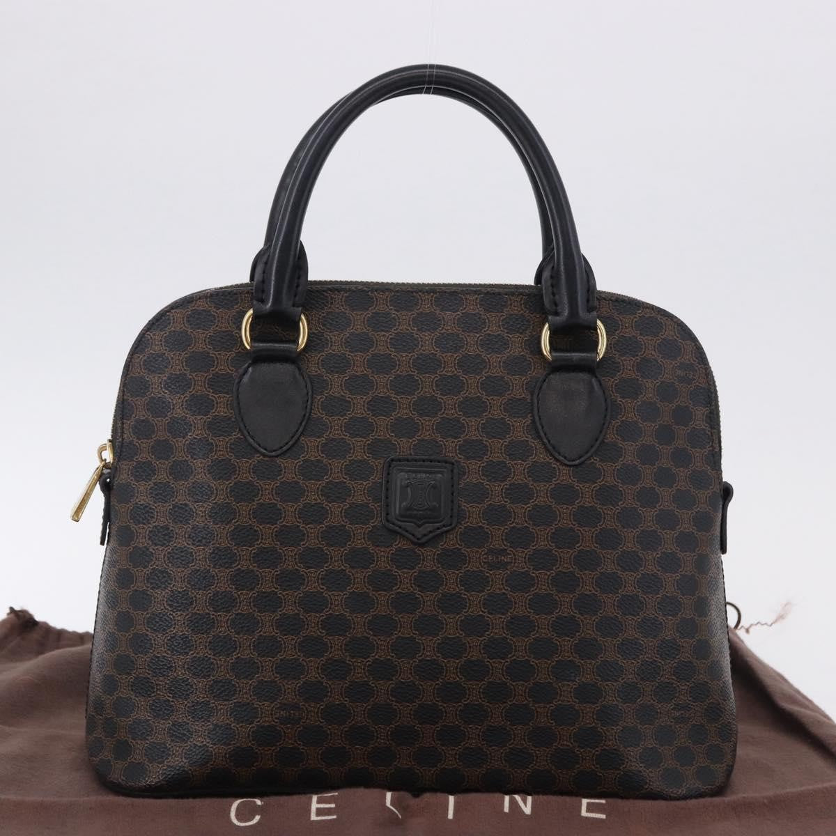Celine Macadam Toile Triomphe Black Canvas Handbag (Pre-Owned)