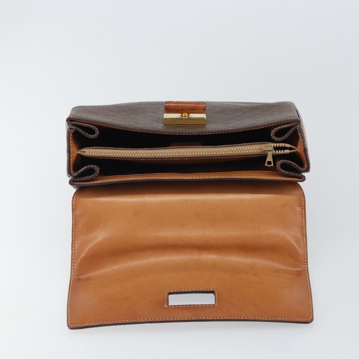 Celine Vintage Convertible Top Handle Macadam Coated Canvas Brown Pvc Handbag (Pre-Owned)