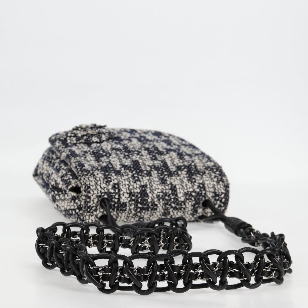 Chanel Camellia Messenger Tweed Black Tweed Shoulder Bag Bag (Pre-Owned)