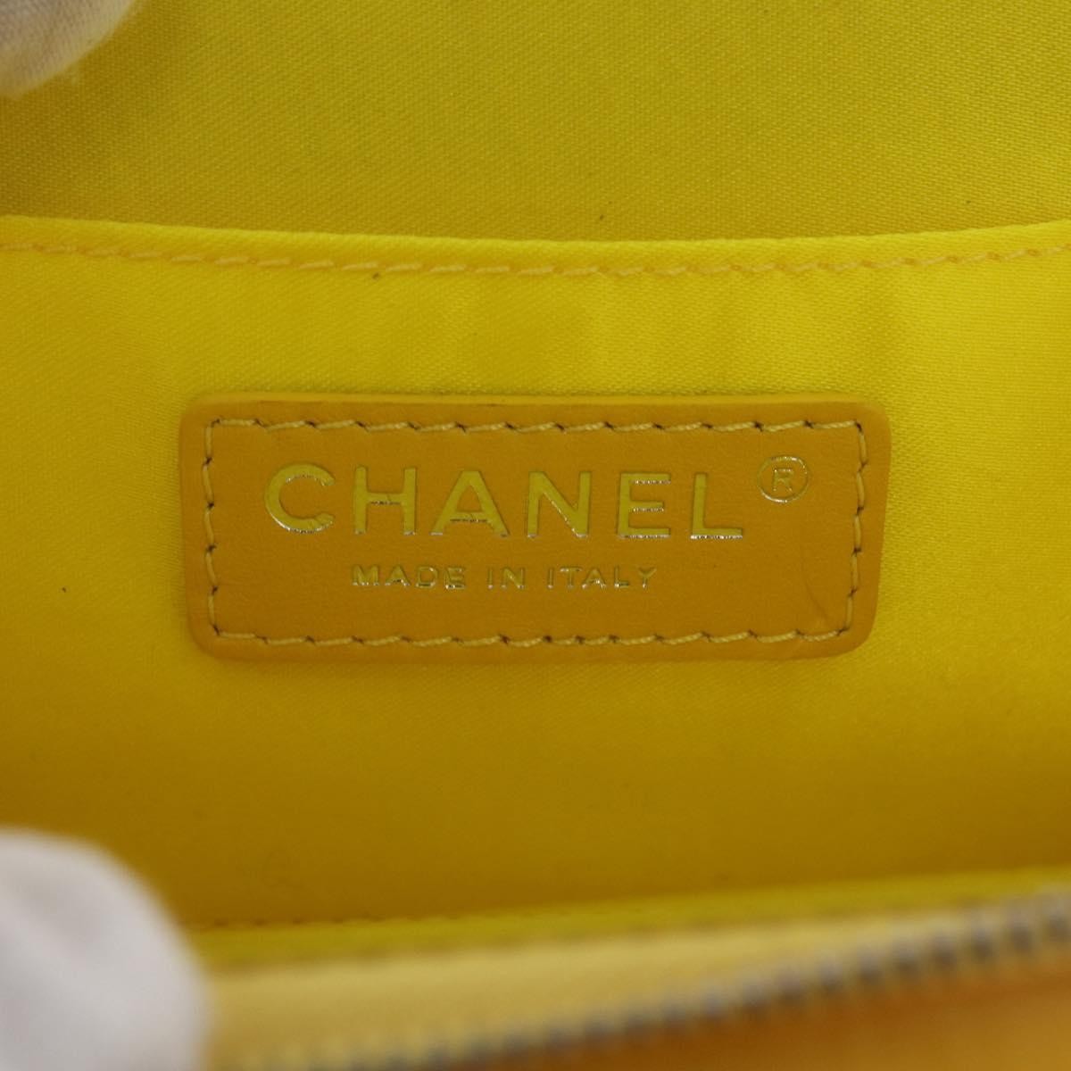 Chanel Pocket Box Camera Case Quilted Patent Yellow Patent_Leather Crossbody Bag Bag (Pre-Owned)