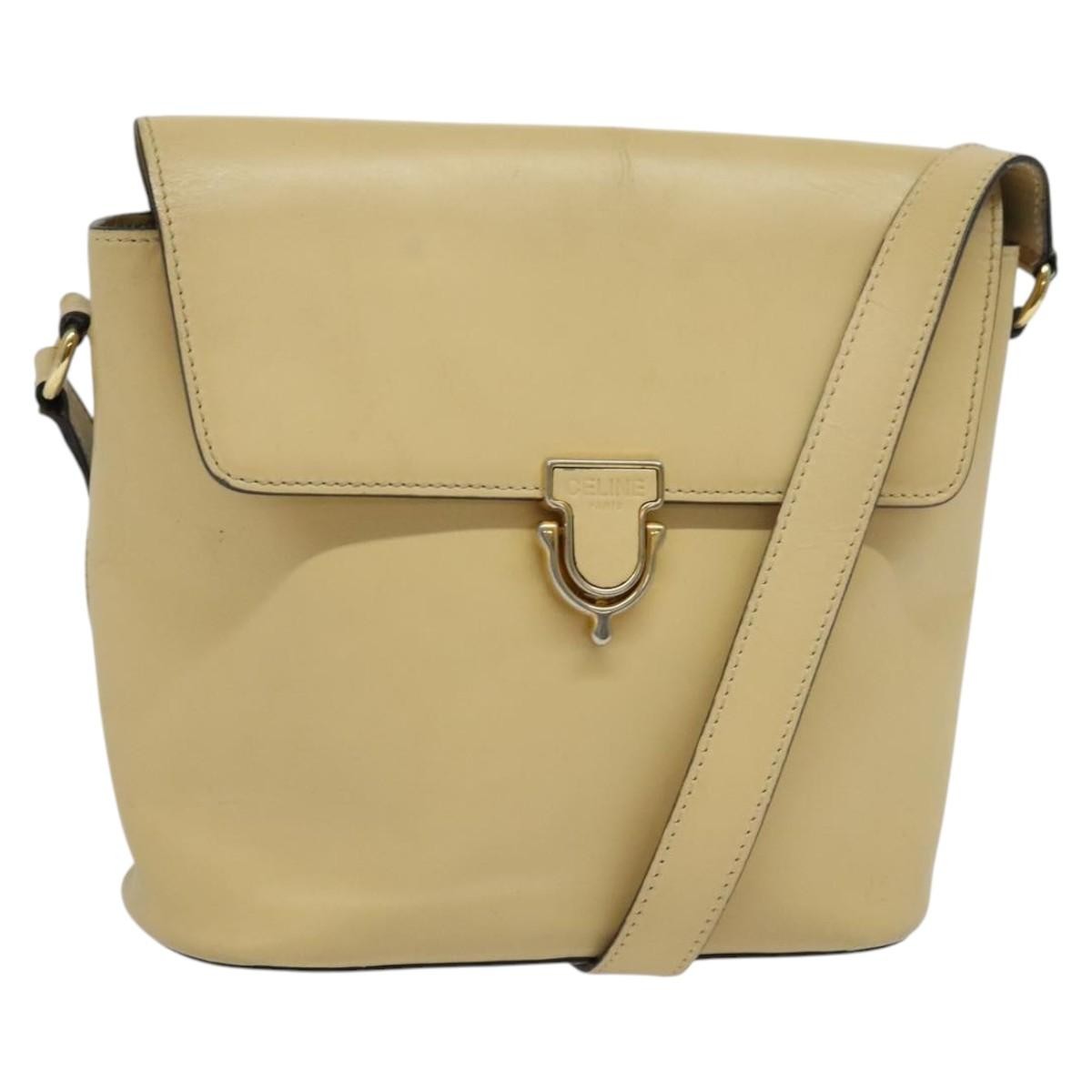 Celine Shoulder Leather Beige Leather Bag (Pre-Owned)