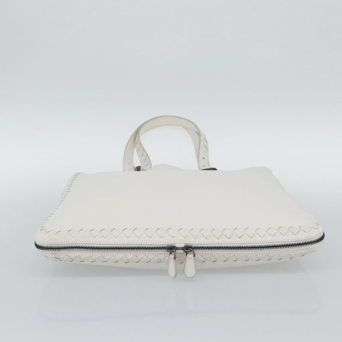 Bottega Veneta Belted Tote Intrecciato Nappa White Leather Tote Bag Bag (Pre-Owned)